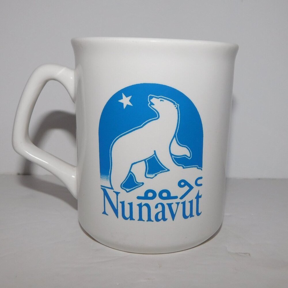 Nunavut Canada White Blue Polar Bear Graphic Coffee Tea Mug Ceramic